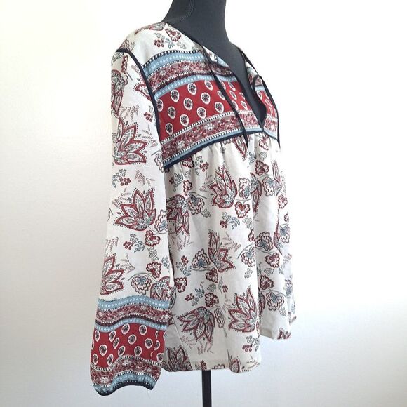 Sanctuary Belle Boho Peasant Deep V Long Sleeve Floral Top Blouse - Picture 2 of 6